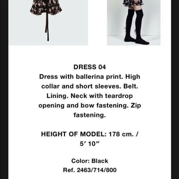 ✨ZARA STUDIO BALLET PRINT RUFFLE SZ XS/S DRESS✨ - Picture 5 of 11